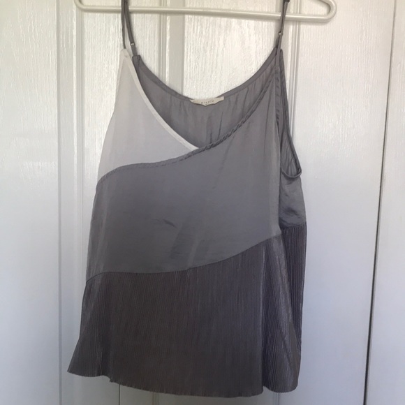Elodie Tops - Grey & White Tank Top